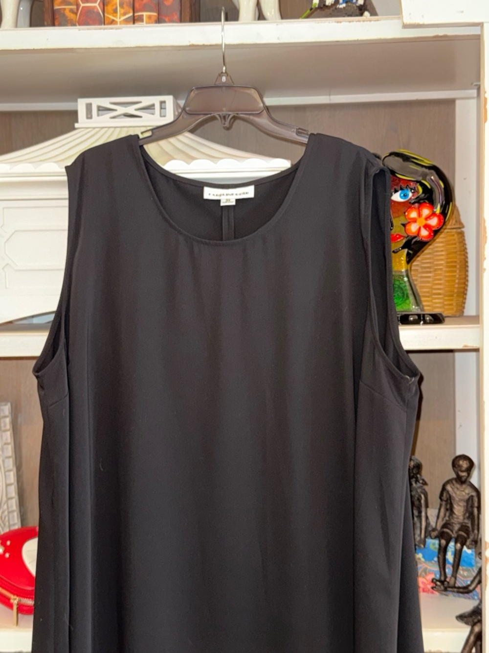 Caroline Rose 3x black scoop neck basic sleeveless dress - Picture 5 of 6